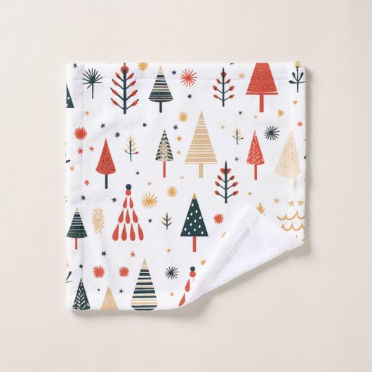 Scandinavische kerstbomen Noords Bad Handdoek (Wasdoekje)