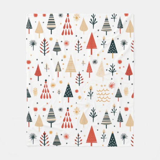 Scandinavische kerstbomen Noords Fleece Deken (Voorkant)