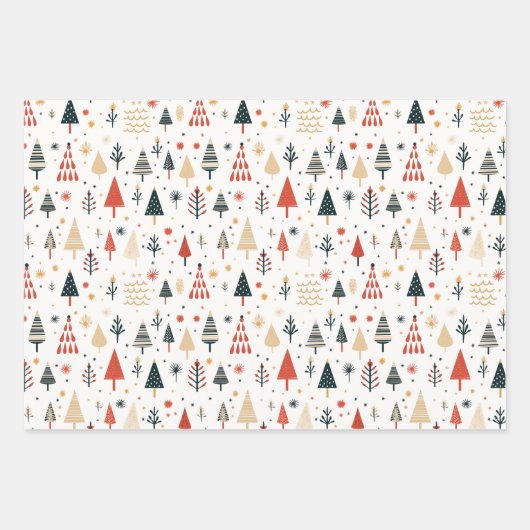 Scandinavische kerstbomen Noords Inpakpapier Vel (Voorkant)