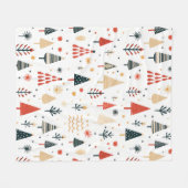 Scandinavische Kerstbomen Nordic Fleece Deken (Voorkant (Horizontaal))