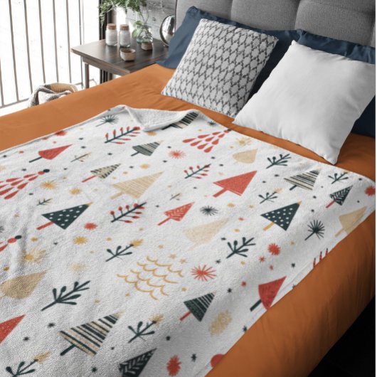 Scandinavische Kerstbomen Nordic Fleece Deken