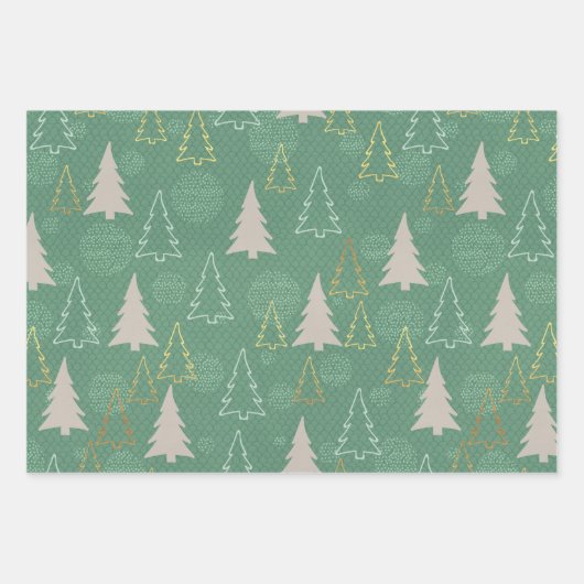 Scandinavische kerstbomen Reeks 3 Inpakpapier Vel (Voorkant 2)