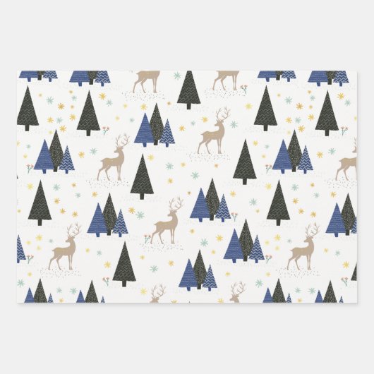 Scandinavische kerstbomen Reeks 3 Inpakpapier Vel (Voorkant)