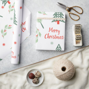 Scandinavische Kerstboom Bos Sneeuwvlok  Cadeaupapier