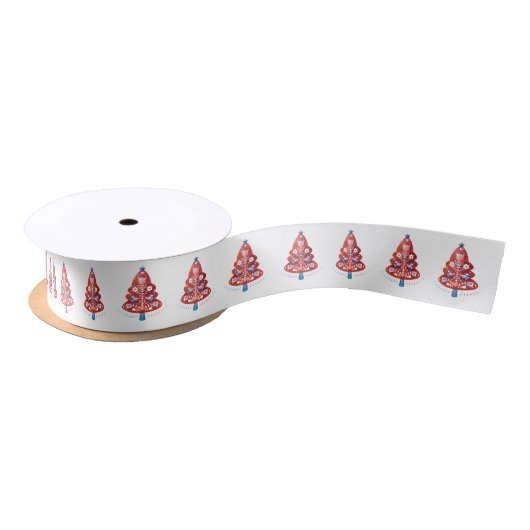 Scandinavische kerstboom Folk Art Ribbon Satijnen Lint (Spoel)
