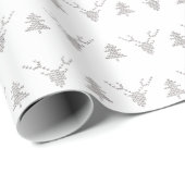 Scandinavische Kerstboom Herten Zilver Glitter Cadeaupapier (Rol Hoek)