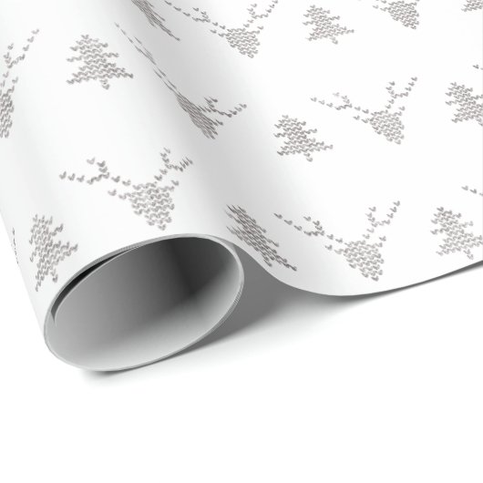 Scandinavische Kerstboom Herten Zilver Glitter Cadeaupapier (Rol Hoek)