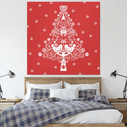 Scandinavische kerstboom magie canvas afdruk (Insitu (Slaapkamer))