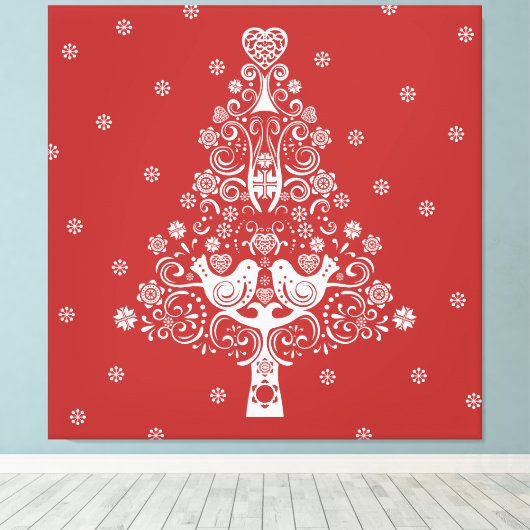 Scandinavische kerstboom magie canvas afdruk (Insitu (Houten vloer))