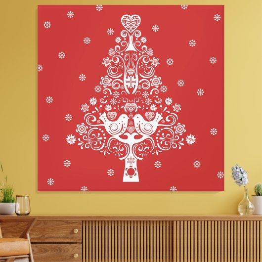 Scandinavische kerstboom magie canvas afdruk (Insitu (Woonkamer))