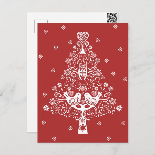 Scandinavische kerstboom magie feestdagenkaart (Voorkant / Achterkant)