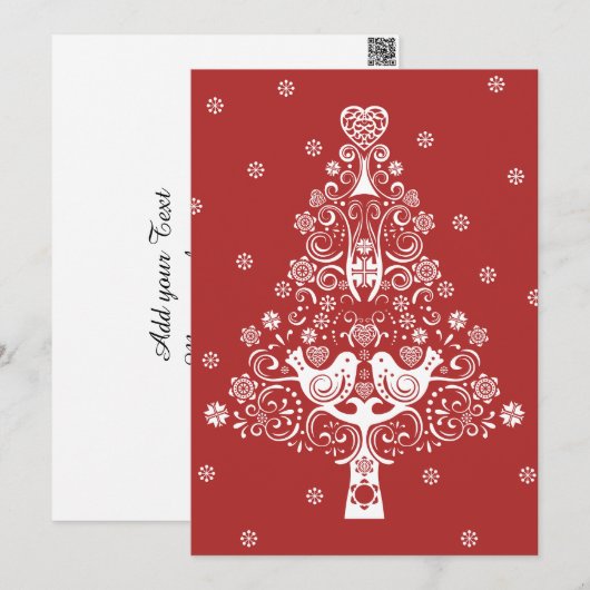 Scandinavische kerstboom magie feestdagenkaart (Voorkant / Achterkant)