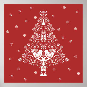 Scandinavische kerstboom magie poster