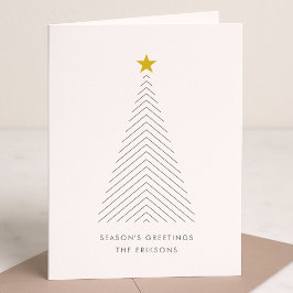 Scandinavische kerstboom | Minimale Gold Star Feestdagen Kaart