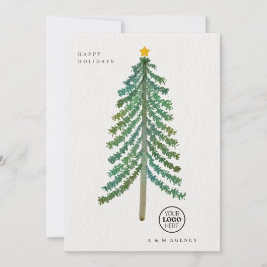Scandinavische kerstboom Modern Corporate Team Feestdagenkaart (Voorkant)
