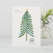 Scandinavische kerstboom Modern Corporate Team Feestdagenkaart (Staand voorkant)