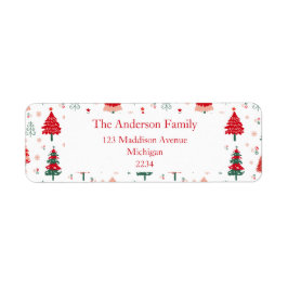 Scandinavische Kerstboom Patroon Feestelijke Kerst Etiket