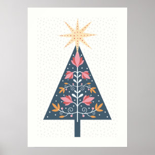 Scandinavische kerstboom poster