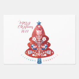 Scandinavische kerstboom voor Folk Art Inpakpapier Vel