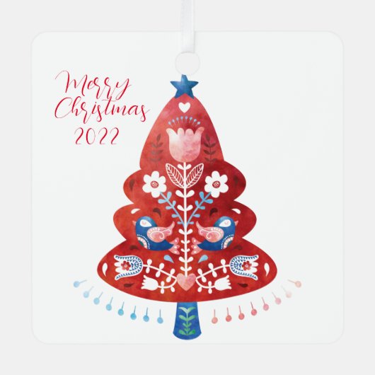 Scandinavische kerstboom voor Folk Art Metalen Ornament (Voorkant)