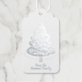 Scandinavische kerstboomkaart met Folie Cadeaulabels