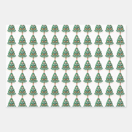 Scandinavische kerstboomkunst inpakpapier vel