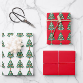 Scandinavische kerstboomkunst inpakpapier vel