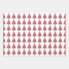 Scandinavische kerstboomkunst inpakpapier vel