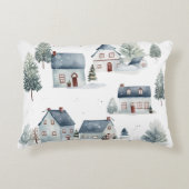 Scandinavische kerstdecoratie Waterverf huizen Accent Kussen (Voorkant)