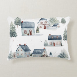 Scandinavische kerstdecoratie Waterverf huizen Accent Kussen