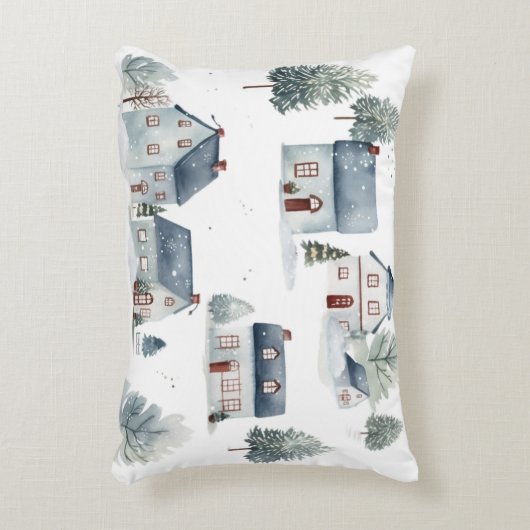 Scandinavische kerstdecoratie Waterverf huizen Accent Kussen (Voorkant(Verticaal))