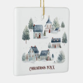 Scandinavische kerstdecoratie Waterverf huizen Keramisch Ornament (Rechts)