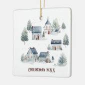 Scandinavische kerstdecoratie Waterverf huizen Keramisch Ornament (Links)