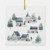 Scandinavische kerstdecoratie Waterverf huizen Keramisch Ornament (Achterkant)