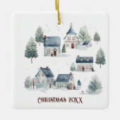Scandinavische kerstdecoratie Waterverf huizen Keramisch Ornament (Voorkant)