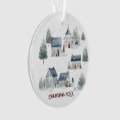 Scandinavische kerstdecoratie Waterverf huizen Ornament (voorkant)