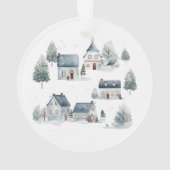 Scandinavische kerstdecoratie Waterverf huizen Ornament (achterkant)
