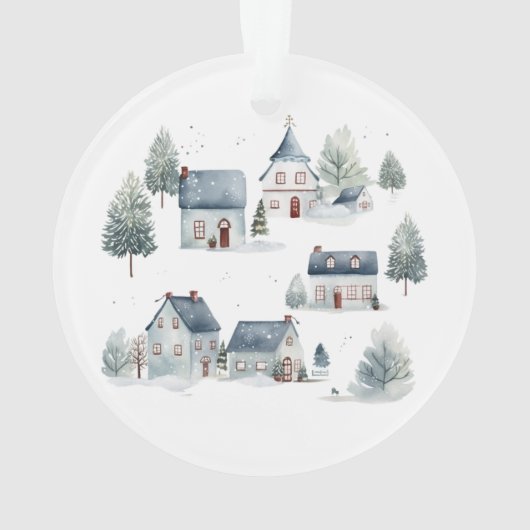Scandinavische kerstdecoratie Waterverf huizen Ornament (achterkant)