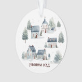 Scandinavische kerstdecoratie Waterverf huizen Ornament (voorkant)