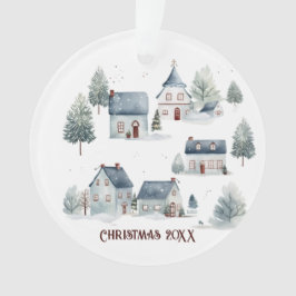 Scandinavische kerstdecoratie Waterverf huizen Ornament
