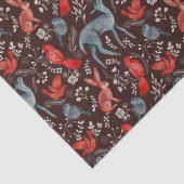 Scandinavische kerstdieren met Folkart op bruin Tissuepapier (Detail)