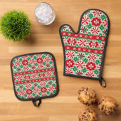 Scandinavische Kersteditie 2 Ovenwant & Pannenlap Set (Top down)