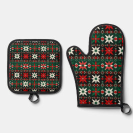Scandinavische Kersteditie 3 Ovenwant & Pannenlap Set