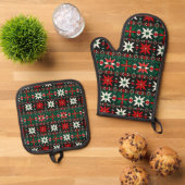 Scandinavische Kersteditie 3 Ovenwant & Pannenlap Set (Top down)