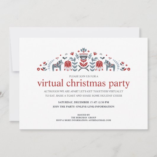 Scandinavische kerstfeestdag in Nordic Folk Art Da Feestdagenkaart (Voorkant)