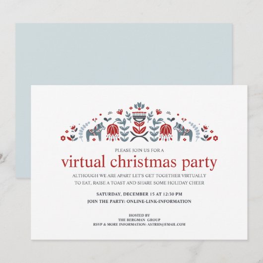 Scandinavische kerstfeestdag in Nordic Folk Art Da Feestdagenkaart (Voorkant / Achterkant)