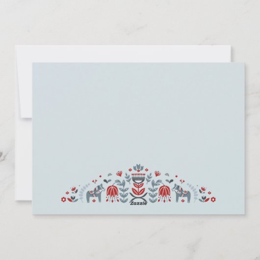 Scandinavische kerstfeestdag in Nordic Folk Art Da Feestdagenkaart (Achterkant)