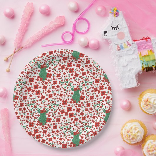 Scandinavische kerstflessenpatronen met Antlers Papieren Bordje (Feest)