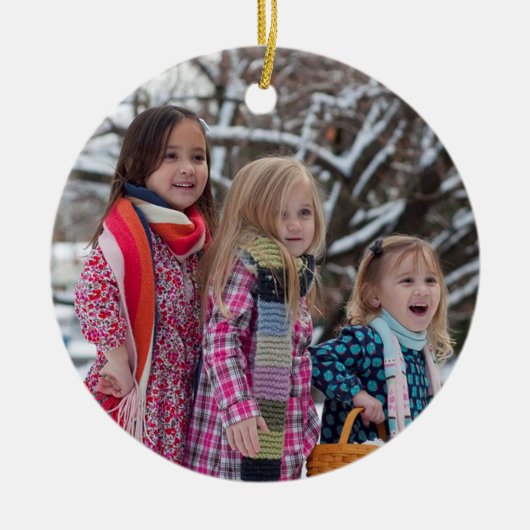 Scandinavische kerstfoto keramisch ornament (Voorkant)