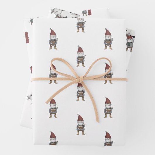 Scandinavische kerstgenote Tomten   Inpakpapier Vel (In situ)